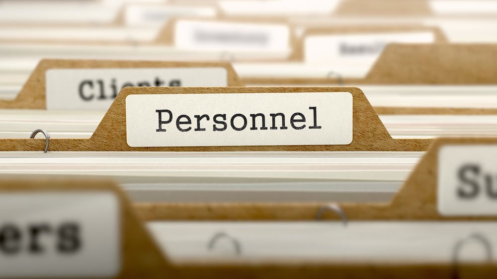 Personnel Concept. Word on Folder Register of Card Index. Selective Focus.